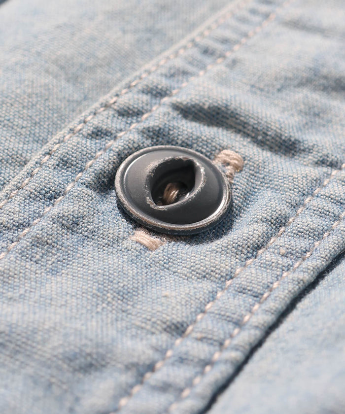 GS2529920A 5OZ CHAMBRAY WORK L/S(USED) - BLUE2