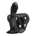 Ham Strap-On S PLEASURES Strappy Harness Set, aspect semi realist, ventuză puternică, curele ajustabile, culoare negru