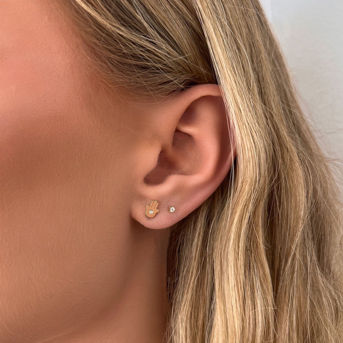 Hamsa Diamond Stud Earrings