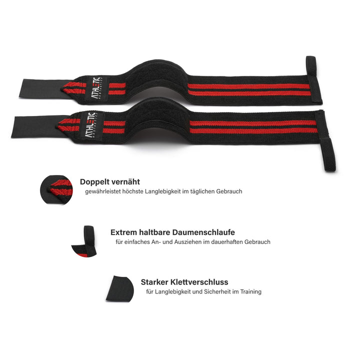 Handgelenkbandage (Rot-Schwarz) - Athletic Aesthetics
