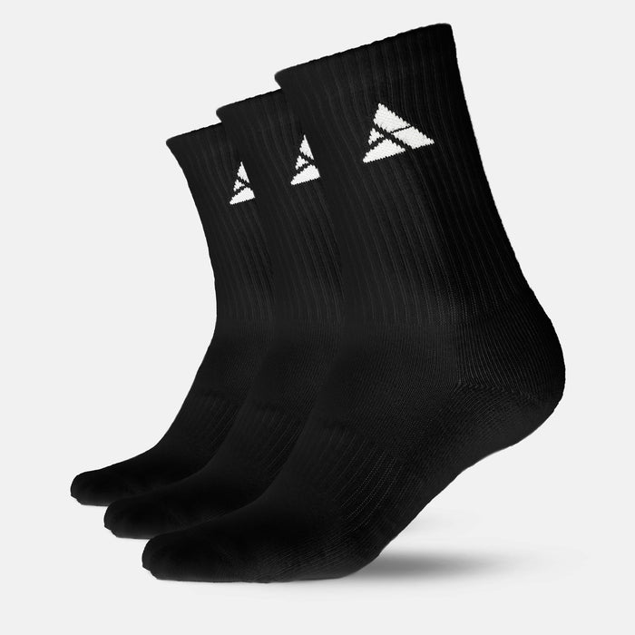 Hohe Sportsocken / Cushioned Crew Socks 3er Pack (Black) - Athletic Aesthetics