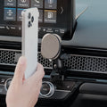 Image of Offroam MagSafe-compatible Phone Mount installed securely in Honda Civic 2022-2026 | CR-V 2023-2026. This premium phone mount installs easily without drilling or glue. High force magnets hold phone on any trail, road, or track. Perfect placement without blocking screens, driver view, or air flow. Fully adjustable positioning.