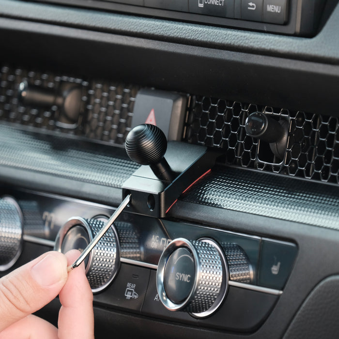 Image of Offroam Mounting Base installed securely in Honda Civic 2022-2026 | CR-V 2023-2026. This premium all metal phone mounting base installs easily without drilling or glue. Perfect placement without blocking screens, driver view, or air flow.