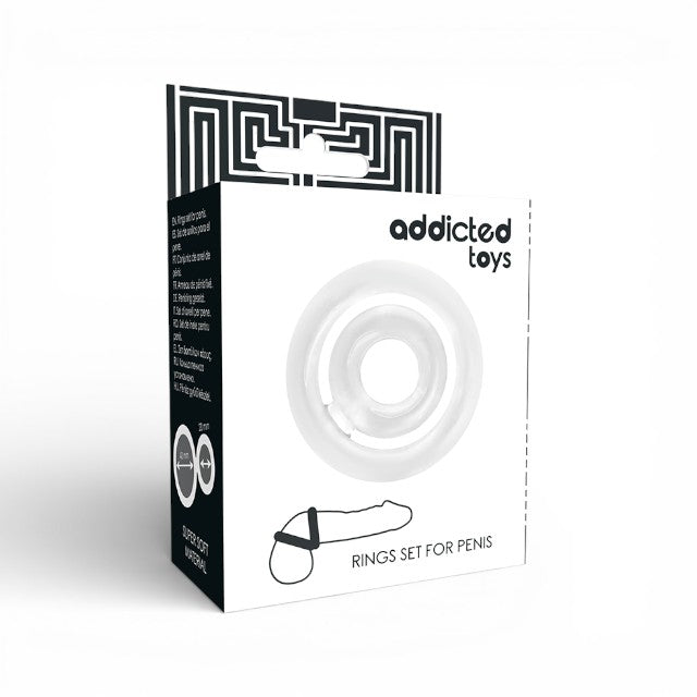 Inel dublu pentru penis ADDICTED TOYS Potenz C-Ring, din silicon flexibil, dimensiuni 20 x 40 mm, transparent
