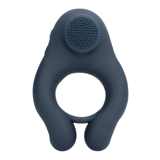 Inel vibrator pentru penis LOVELINE Vibrating Cockring with Clitoris Stimulation, 10 funcții de vibrație, albastru