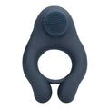Inel vibrator pentru penis LOVELINE Vibrating Cockring with Clitoris Stimulation, 10 funcții de vibrație, albastru