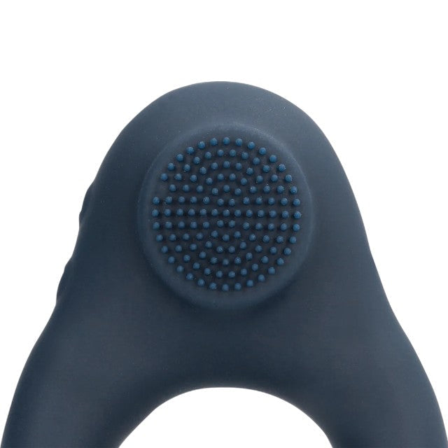 Inel vibrator pentru penis LOVELINE Vibrating Cockring with Clitoris Stimulation, 10 funcții de vibrație, albastru