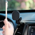 Offroam phone mount installed securely in Jeep Cherokee 2014 to 2018 model years with MagSafe magnetic holder and shown on the vehicle dashboard not blocking the air vent in the perfect position