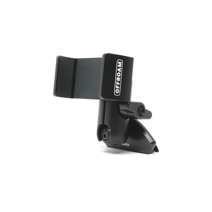 Image of Offroam Phone Mount for Jeep Cherokee 2014-2018. This premium phone mount installs easily without drilling or glue. Spring loaded Universal holder for use with any phone. Perfect placement without blocking screens, driver view, or air flow. Fully adjustable positioning.