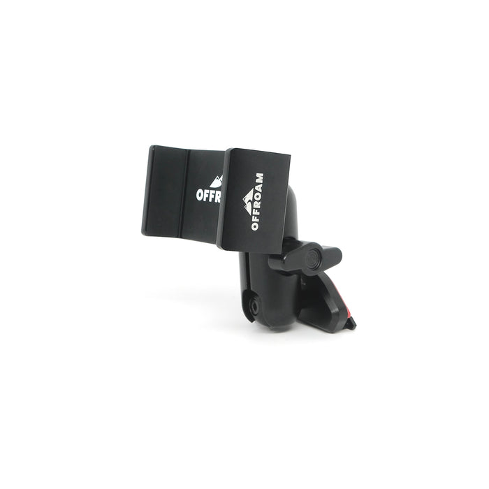 Image of Offroam Phone Mount for Jeep Grand Cherokee WK2 2014-2022. This premium phone mount installs easily without drilling or glue. Spring loaded Universal holder for use with any phone. Perfect placement without blocking screens, driver view, or air flow. Fully adjustable positioning.