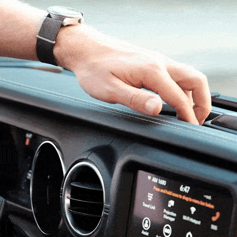 Video of Offroam Mounting Base installation for Jeep Wrangler 2018-2023 | Gladiator 2019-2023. This premium all metal phone mounting base installs easily without drilling or glue. Perfect placement without blocking screens, driver view, or air flow.