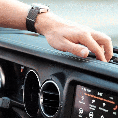 Video of Offroam Phone Mount installed securely in Jeep Wrangler 2018-2023 | Gladiator 2019-2023. This premium phone mount installs easily without drilling or glue. Spring loaded Universal holder for use with any phone. Perfect placement without blocking screens, driver view, or air flow. Fully adjustable positioning.