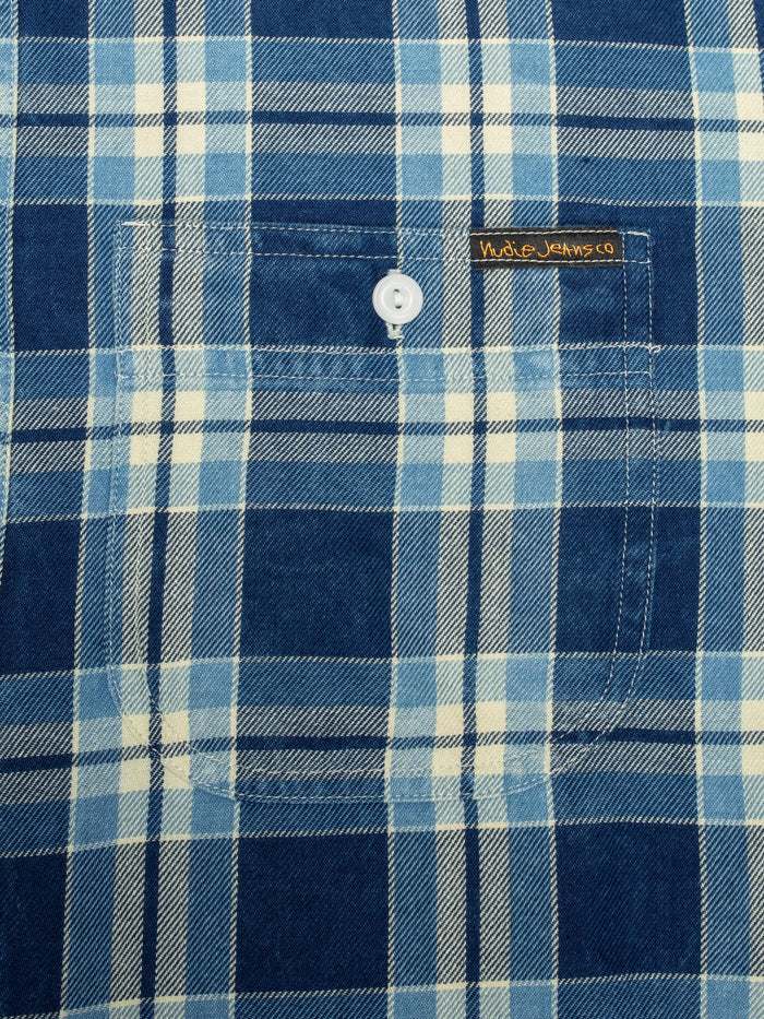 Julian Worker Shirt Checked - Indigo