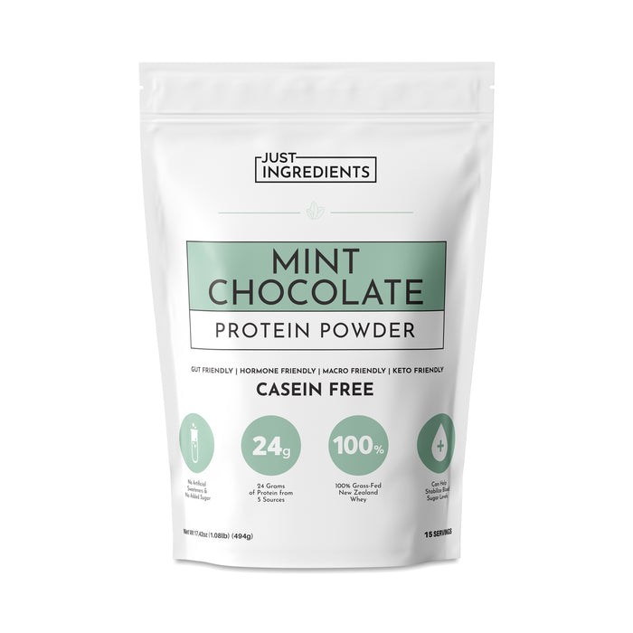 Just Ingredients Casein Free Protein Powder, Mint Chocolate – 17.42 oz