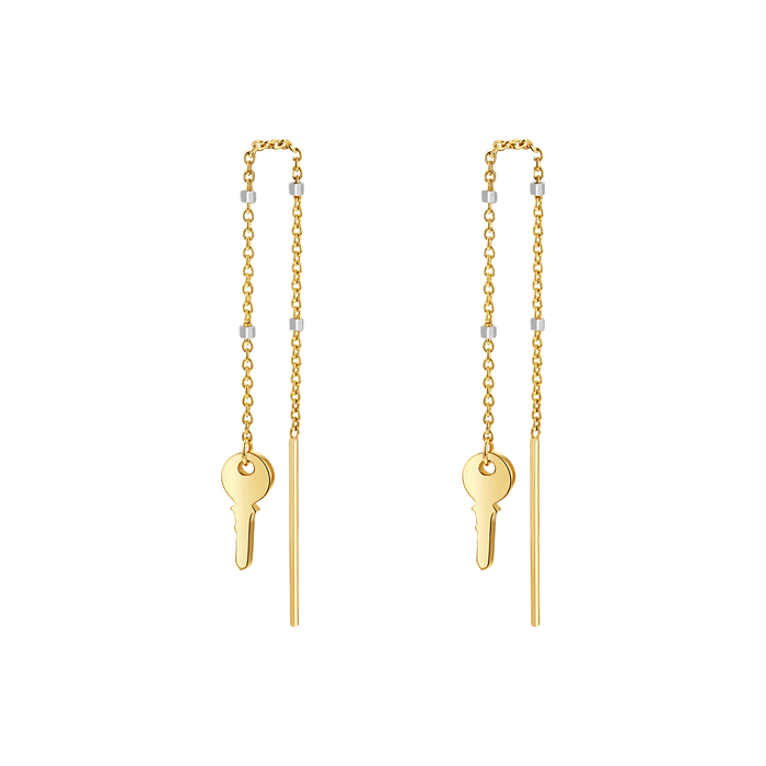 Key Sparkle Chain Threader Earring