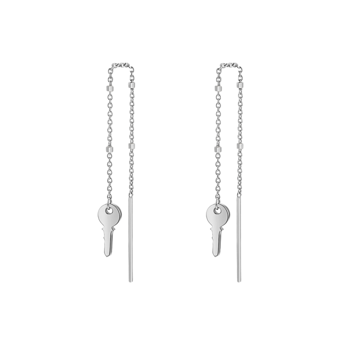 Key Sparkle Chain Threader Earring