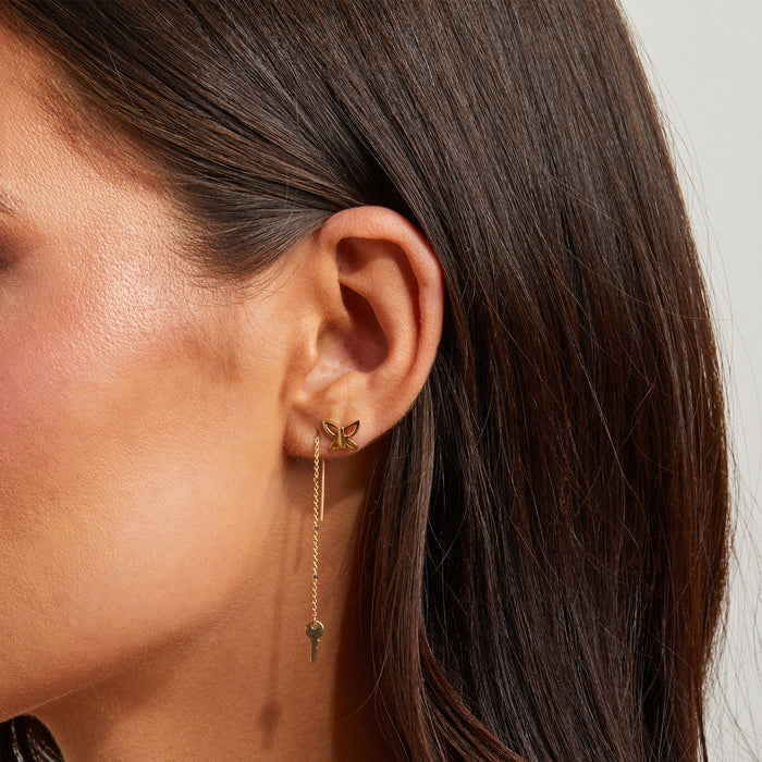 Key Sparkle Chain Threader Earring
