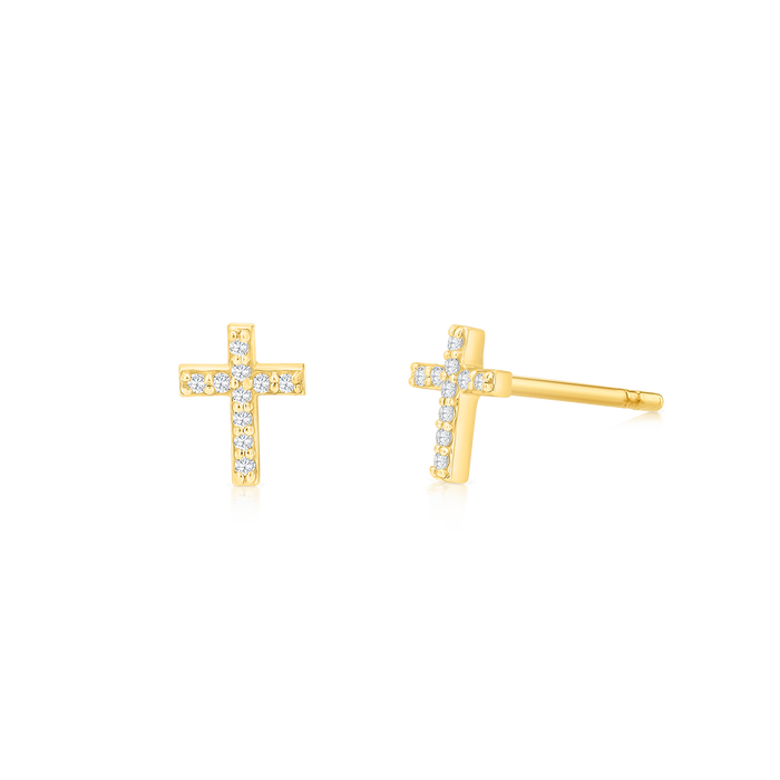Kids Diamond Pave Cross Earrings