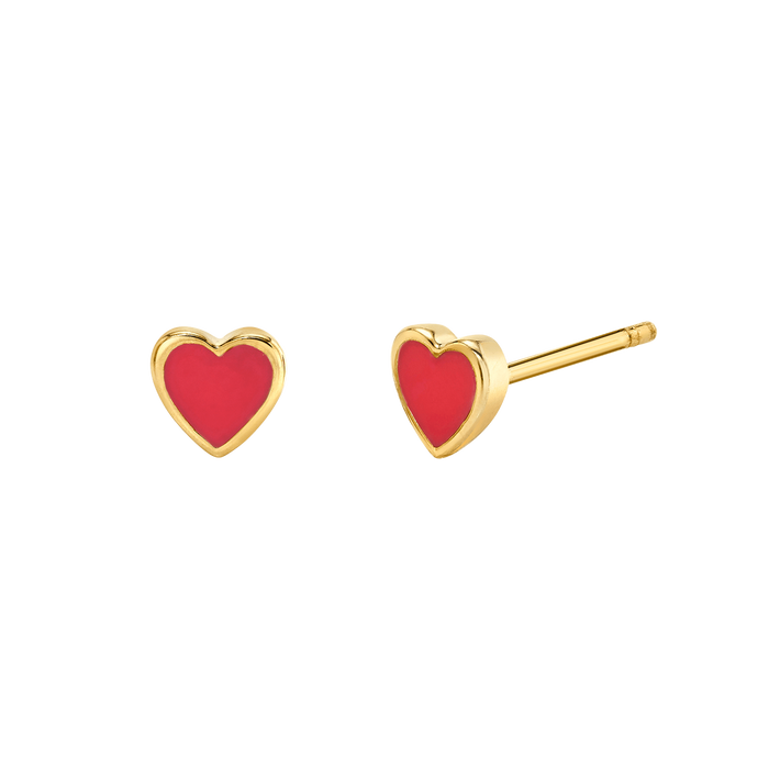 Kids Enamel Heart Shape Studs3