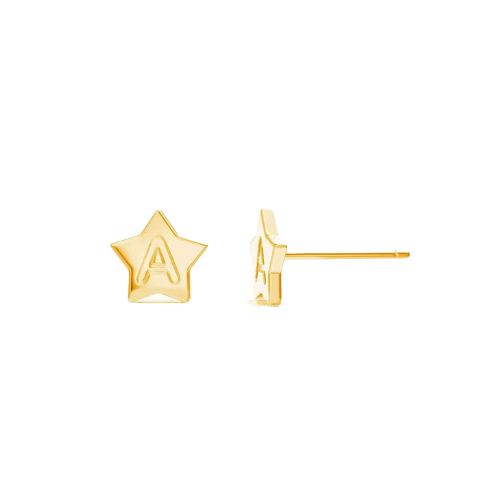 Kids Initial Star Stud Earrings