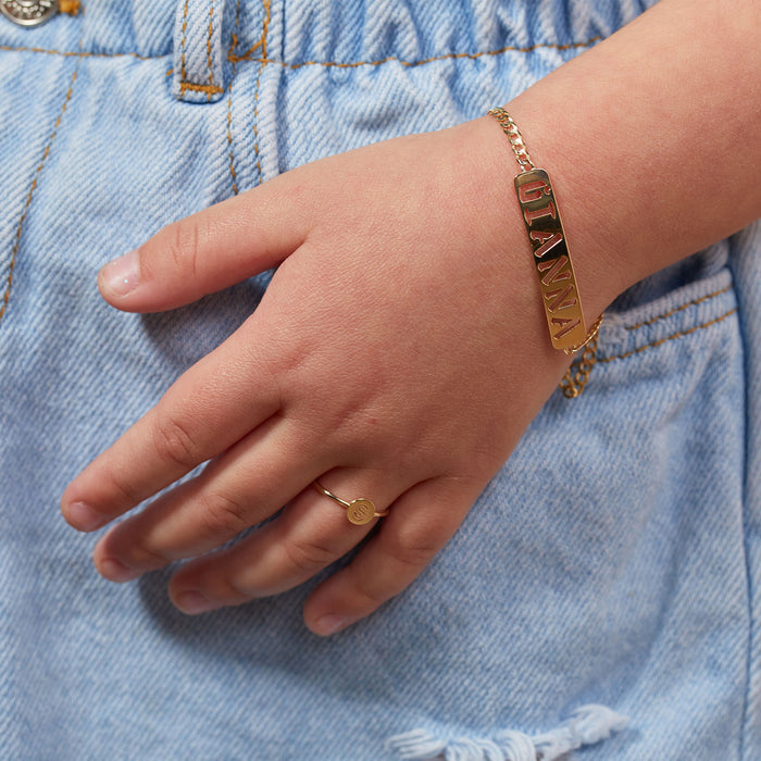 Kids Mini Round Initial Ring