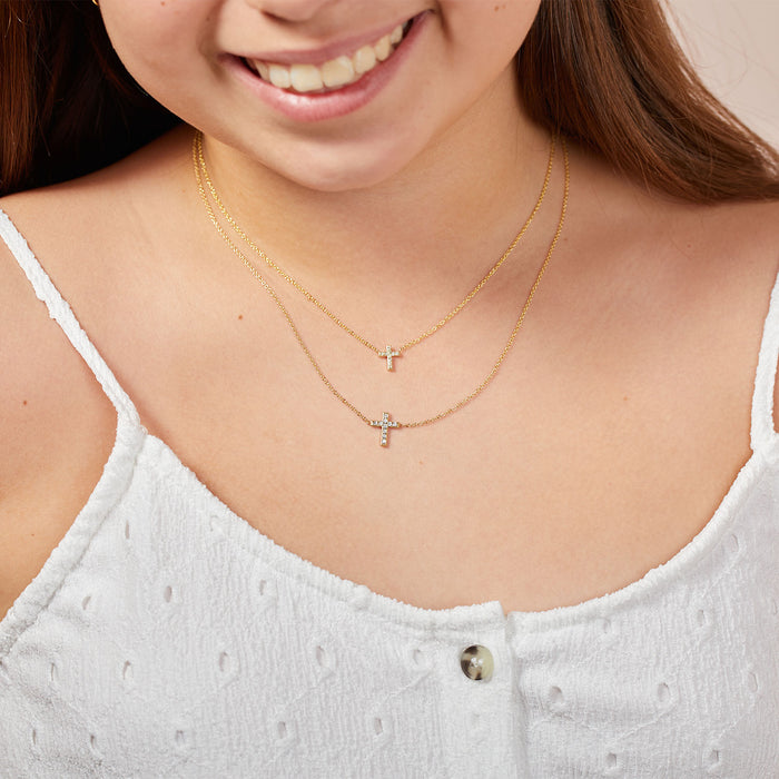 Kids Pave Cross Necklace