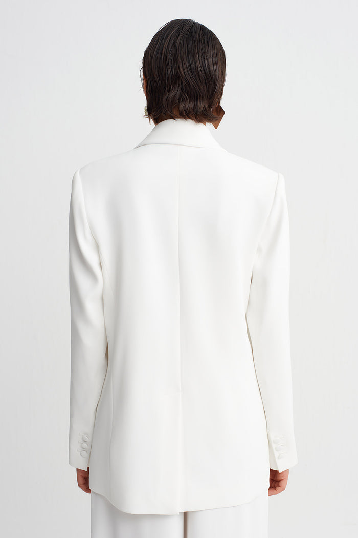 Kırık Beyaz Şal Yaka Blazer Ceket-Y265015105
