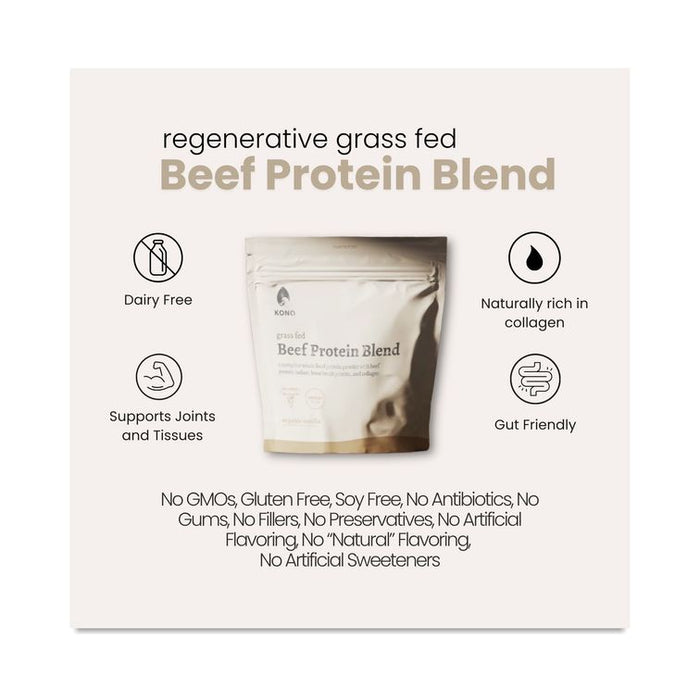 KONO Grass Fed Beef Protein Powder Blend, Madagascar Vanilla – 28.4 oz image 3
