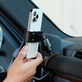 Image of Offroam Phone Mount installed securely in Land Rover Defender 2020-2026. This premium phone mount installs easily without drilling or glue. Spring loaded Universal holder for use with any phone. Perfect placement without blocking screens, driver view, or air flow. Fully adjustable positioning.