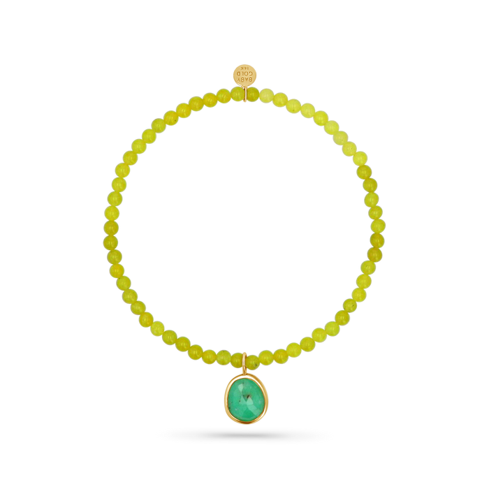 Lemon Jade Gemstone Drop Bead Stretch Bracelet