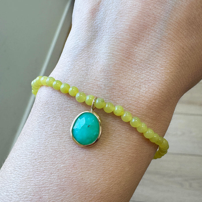 Lemon Jade Gemstone Drop Bead Stretch Bracelet