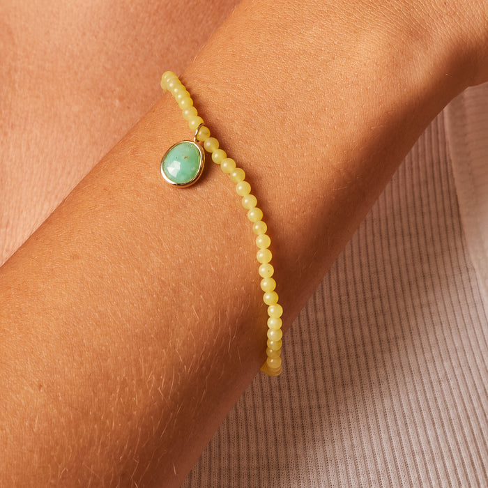 Lemon Jade Gemstone Drop Bead Stretch Bracelet