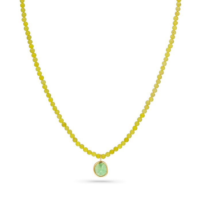 Lemon Jade Gemstone Drop Necklace