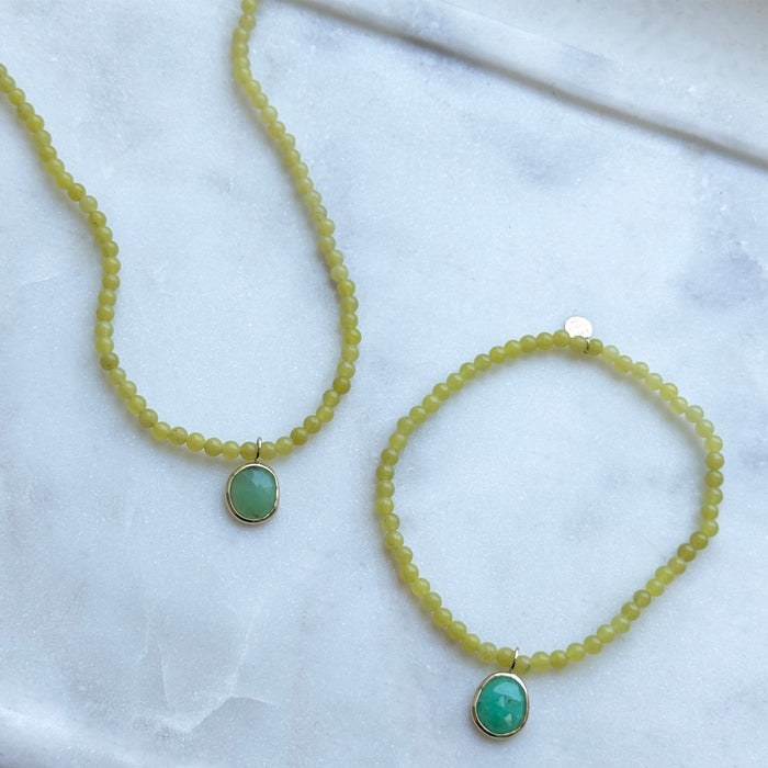 Lemon Jade Gemstone Drop Necklace