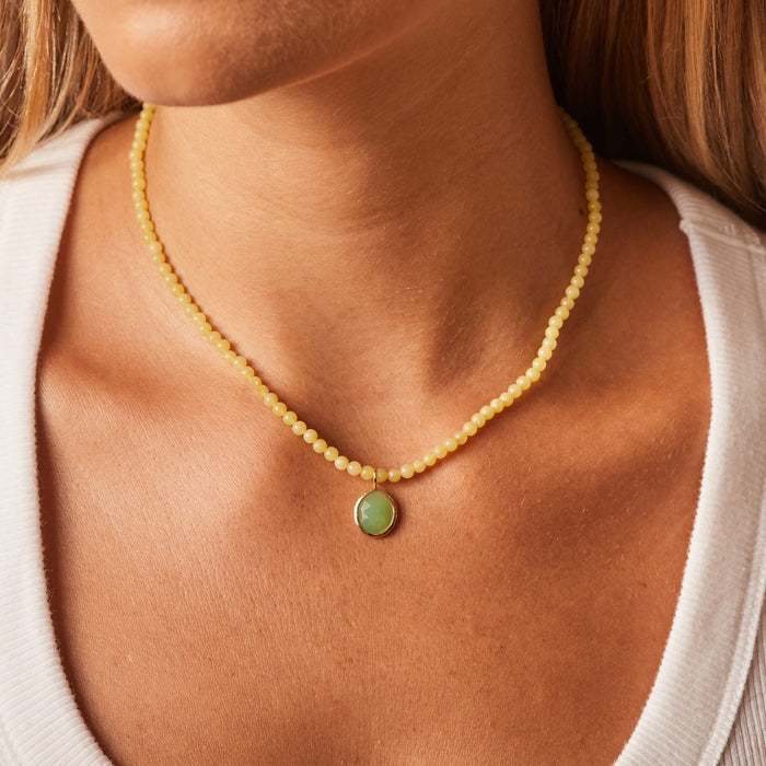 Lemon Jade Gemstone Drop Necklace