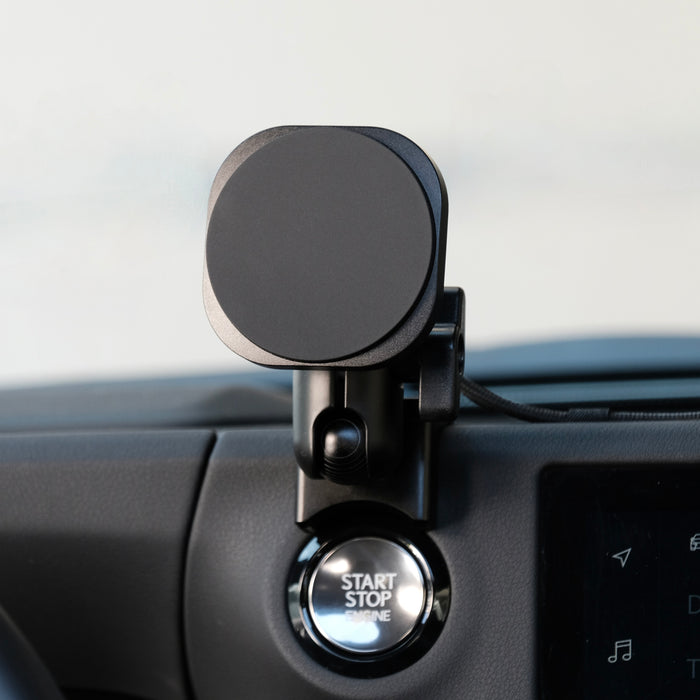 Image of Offroam MagSafe-compatible Phone Mount installed securely in Lexus GX 550 2024-2026. This premium phone mount installs easily without drilling or glue. High force magnets hold phone on any trail, road, or track. Perfect placement without blocking screens, driver view, or air flow. Fully adjustable positioning.