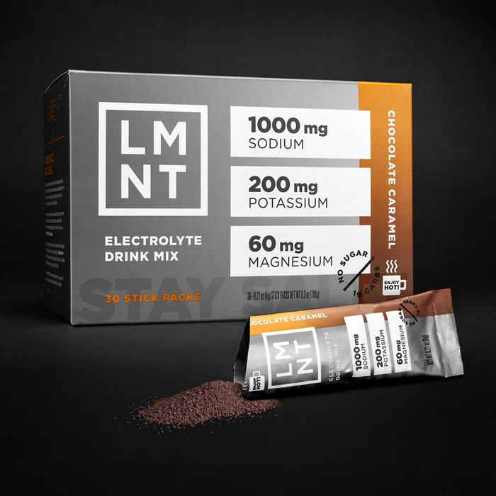 LMNT Chocolate Caramel Electrolyte Drink Mix 30 stick box
