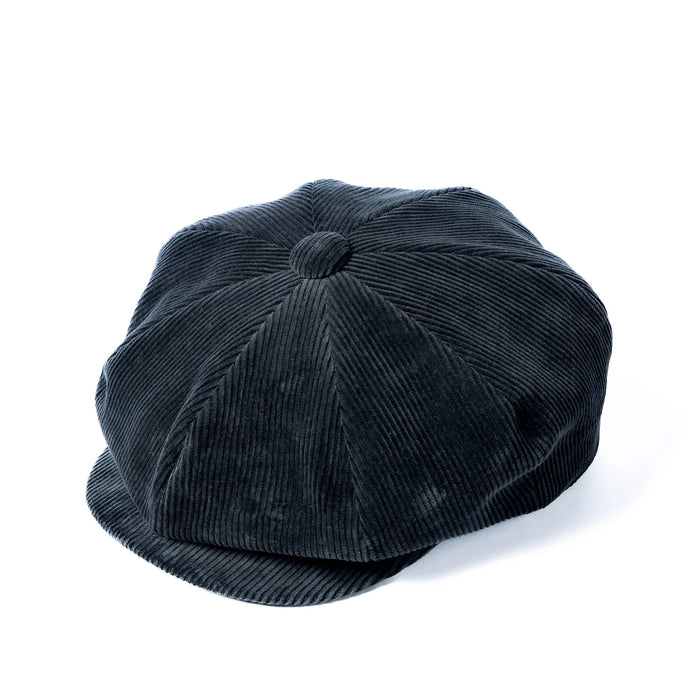 MA25106 DOUBLE DIAMOND CORDUROY NEWSBOY CAP - CHARCOAL