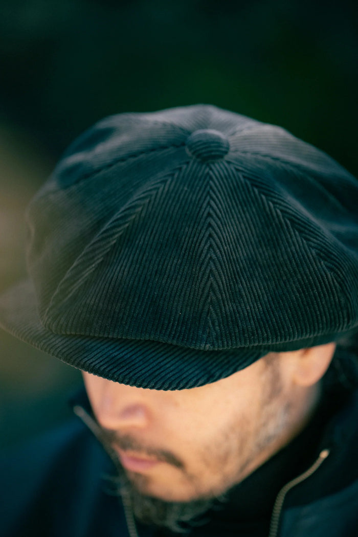 MA25106 DOUBLE DIAMOND CORDUROY NEWSBOY CAP - CHARCOAL