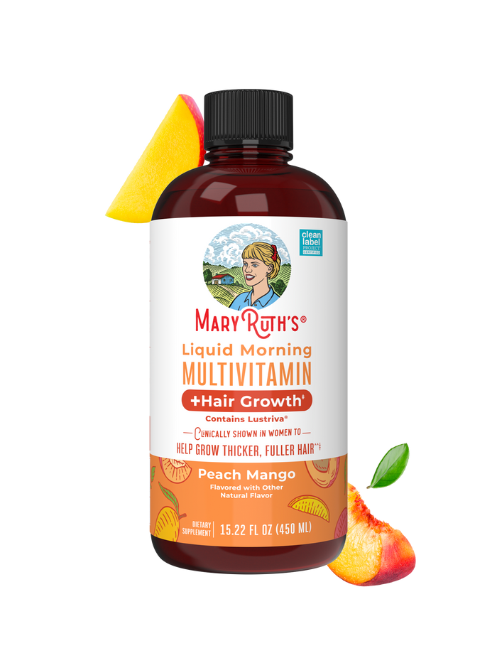 MaryRuth's Liquid Morning Multivitamin plus Hair Growth Peach Mango 15.22 fl oz