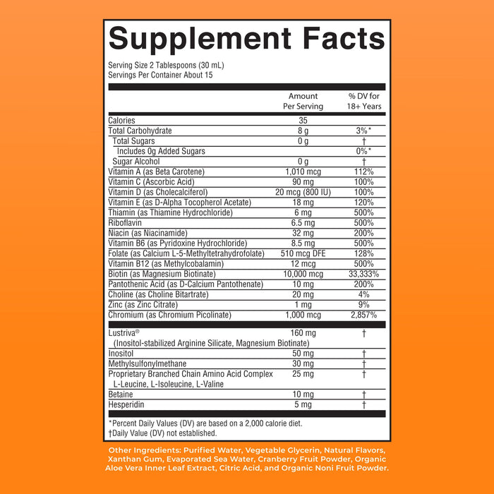 MaryRuth's Hair Growth Peach Mango supplement facts