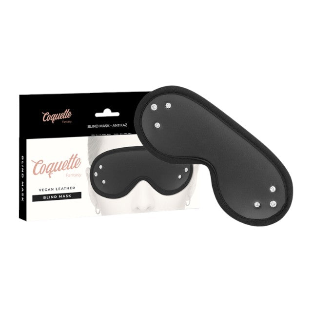 Mască COQUETTE Fantasy Blind Mask, pentru jocuri erotice BDSM, din piele vegană, ajustabilă, culoare negru