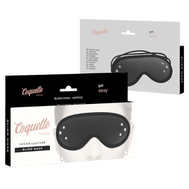 Mască COQUETTE Fantasy Blind Mask, pentru jocuri erotice BDSM, din piele vegană, ajustabilă, culoare negru