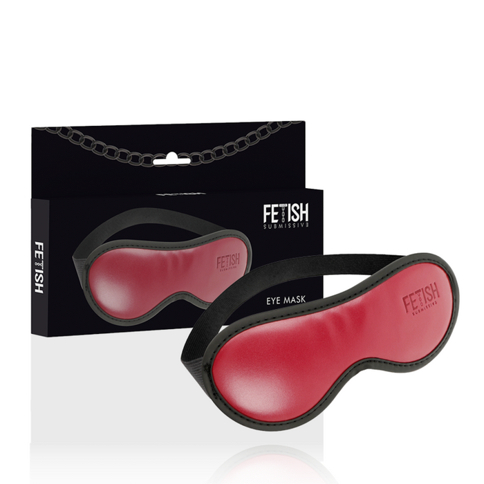 Mască FETISH SUBMISSIVE Eye Mask, pentru jocuri erotice BDSM, din piele vegană, culoare roșu