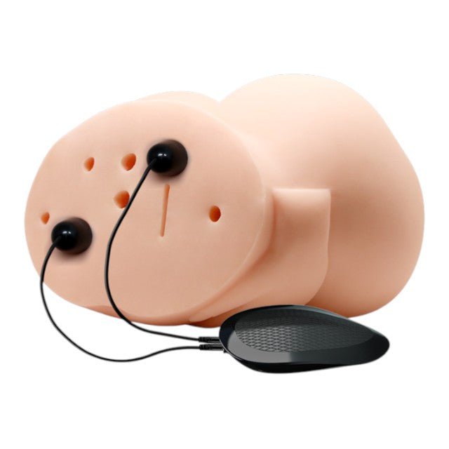 Masturbator automat CRAZY BULL Vaginal and Anal, simulare vaginală și anală, cu telecomandă, din TPR, culoarea pielii