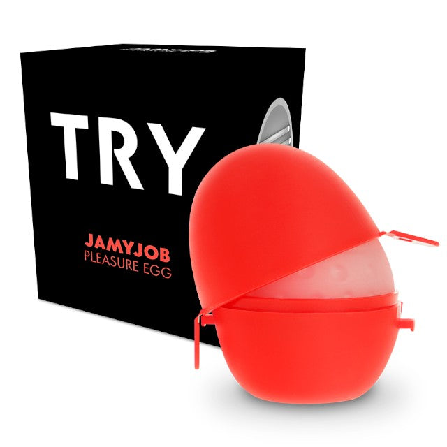 Masturbator manual JAMYJOB Egg Masturbator Black Version, din TPE transparent, texturizat, în formă de ou