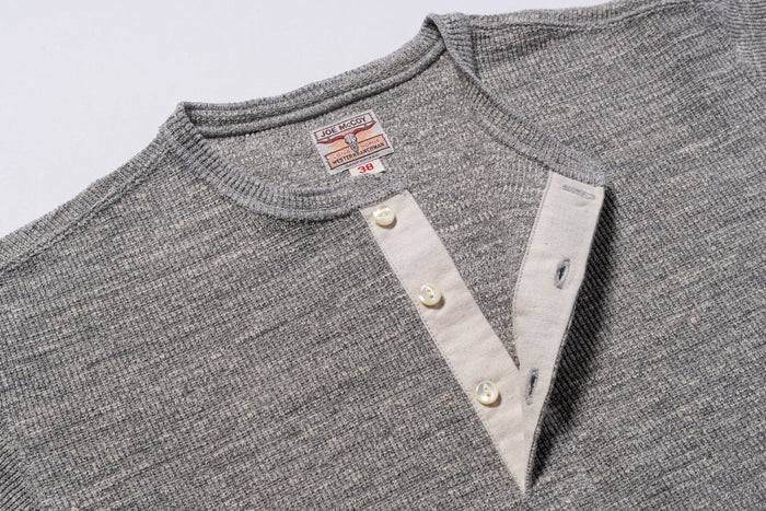 MC22120 WESTERN CARDIGAN STICH HENLEY SHIRT - GREY