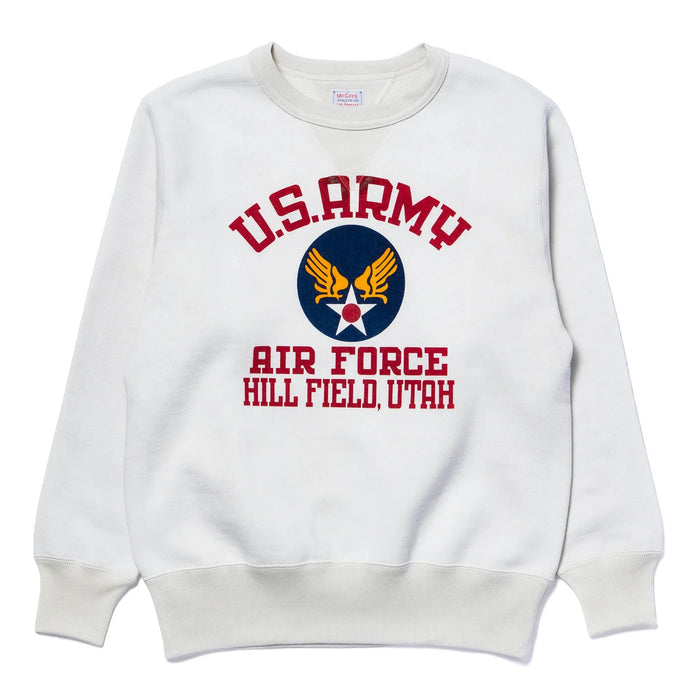 MC25123 MILITARY PRINT SWEATSHIRT / U.S. ARMY AIR FORCE, HILL FIELD - MILK