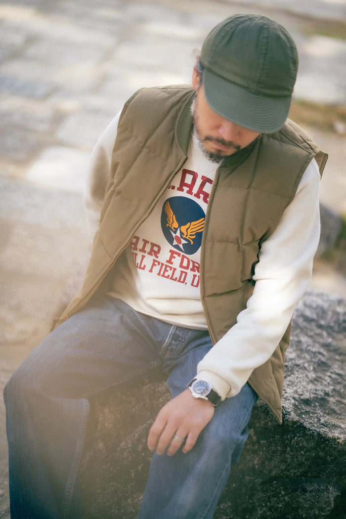 MC25123 MILITARY PRINT SWEATSHIRT / U.S. ARMY AIR FORCE, HILL FIELD - MILK