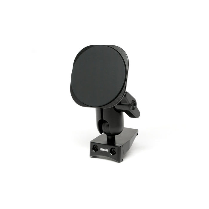 Image of Offroam MagSafe-compatible Phone Mount for Mercedes-Benz CLA 2019-2025. This premium phone mount installs easily without drilling or glue. High force magnets hold phone on any trail, road, or track. Perfect placement without blocking screens, driver view, or air flow. Fully adjustable positioning.